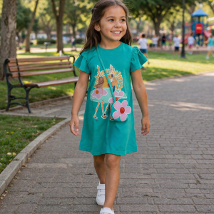 Vestido Niña Con Bolso Turquesa 3941 MAYORAL